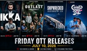 Trending Friday OTT releases for July 10, 2026, including Netflix's Ikka, Outlast: The Jungle, Shipwrecked: Nightmare at Sea, and JioHotstar's Chand Mera Dil.